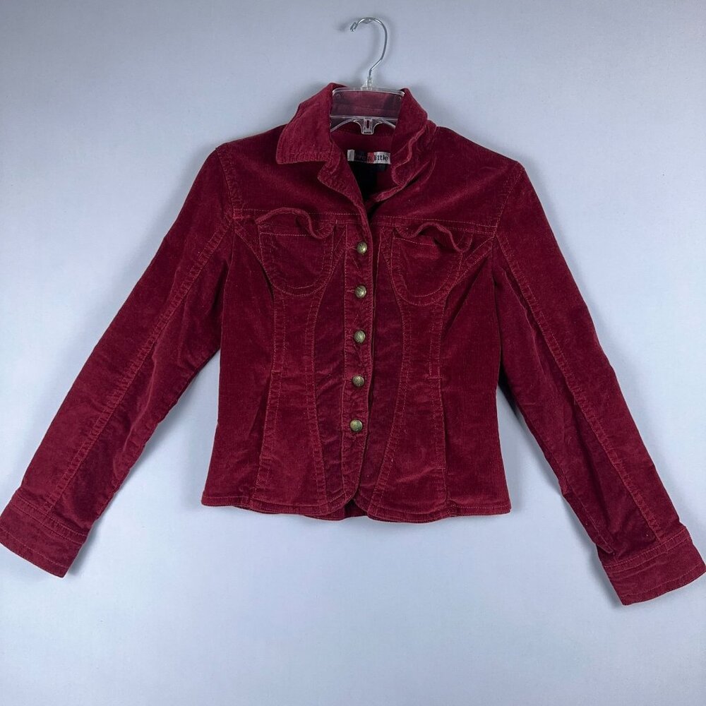 Live A Little Vintage Corduroy Jacket Womens Size Small Chest Pockets Long Sleev